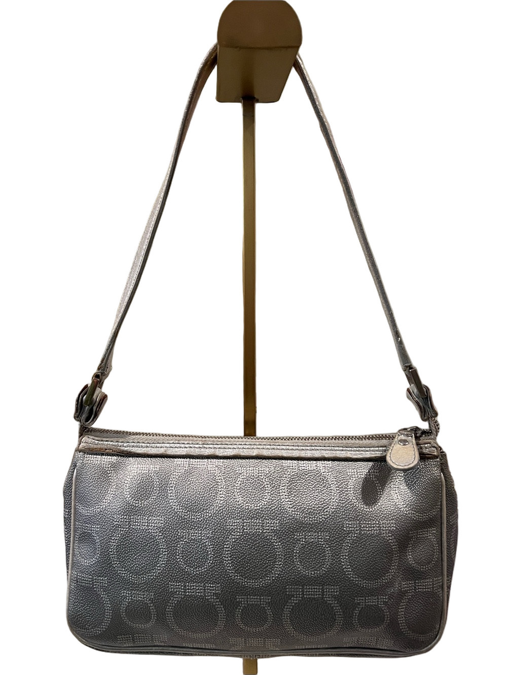 Salvatore Ferragamo Metallic Silver Gancini Shoulder Bag - Picture 6 of 16